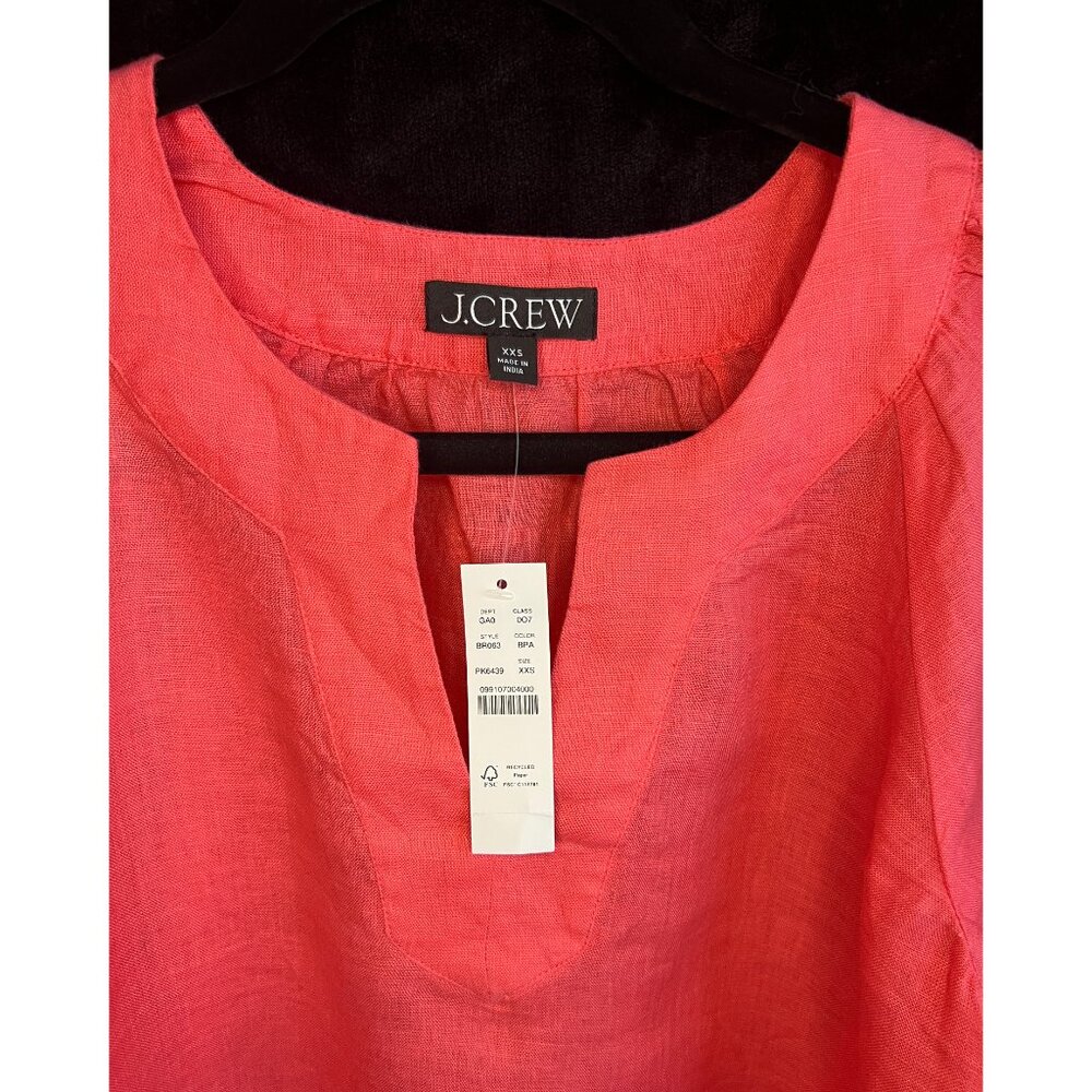 NEW! J. Crew Flutter-Sleeve Linen V-Neck Top, Color: Brilliant Papaya, Size XXS - Picture 6 of 8